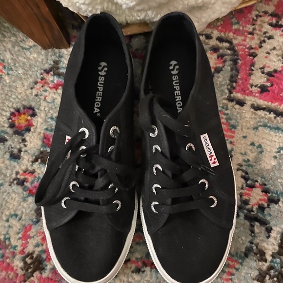 Black Canvas Superga Platforms - Picture 2 of 7